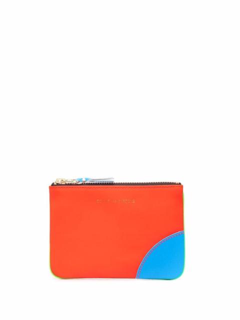 Mini Purse In Leather With Super Fluo Zip