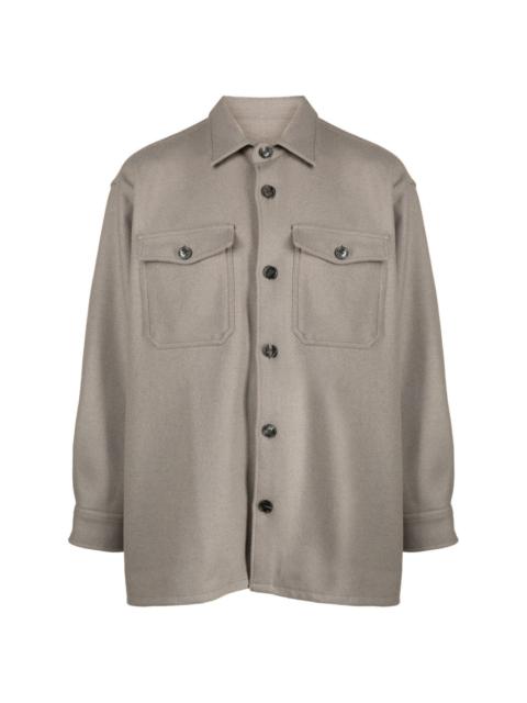 spread-collar wool-blend shirt jacket