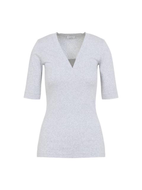 V-neck Ribbed T-shirt