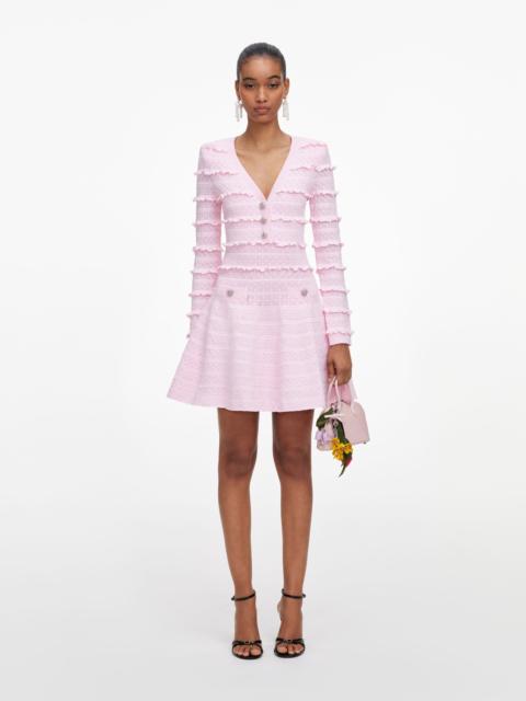 self-portrait Pink Pointelle Diamante Knit Mini Dress