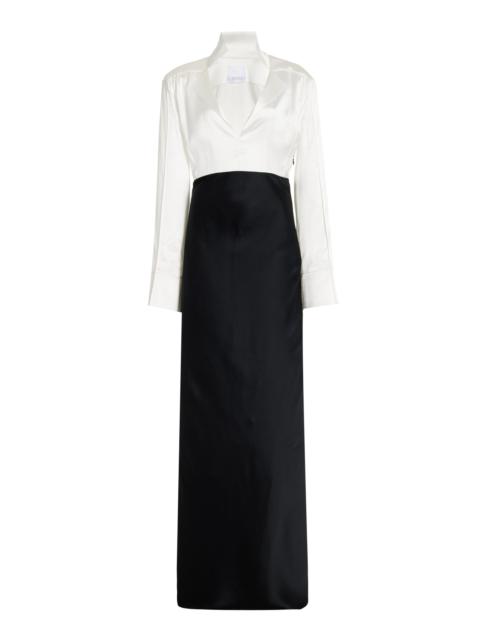 BEVZA Stand-Collar Dress black/white