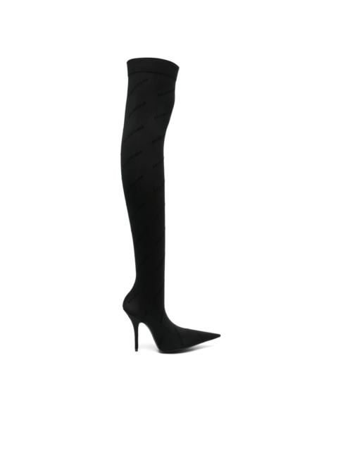 110mm flocked-logo above-knee boots