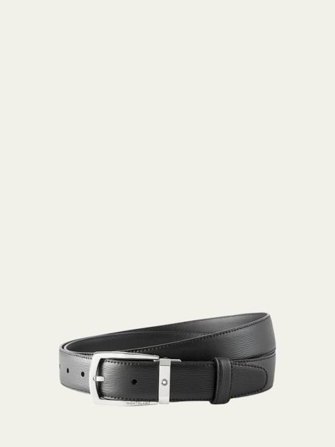Montblanc Men's Trapeze Textured Cowhide Leather Belt