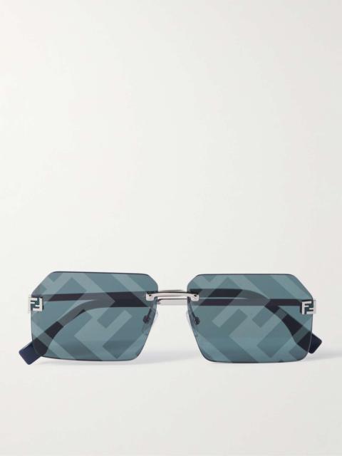 FENDI Sky Silver-Tone Square-Frame Sunglasses