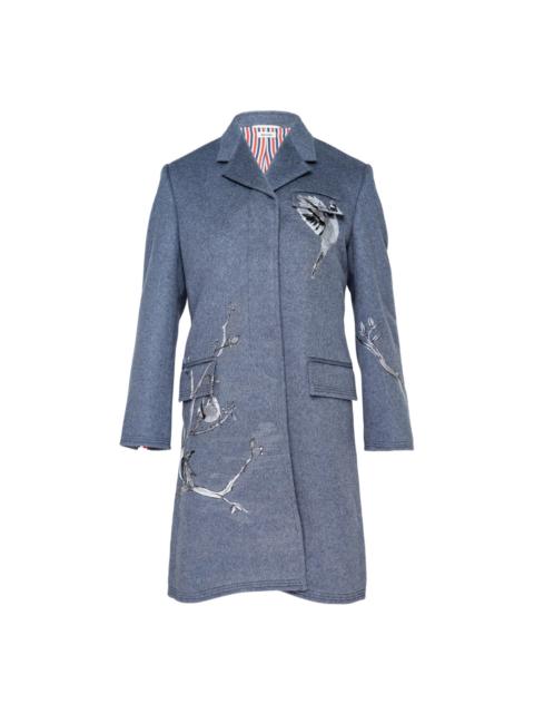 Thom Browne Fit 3 Embroidered Chesterfield Coat