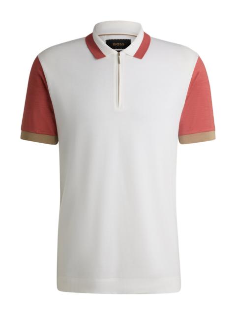 BOSS COTTON-SILK POLO SHIRT WITH CONTRAST DETAILS