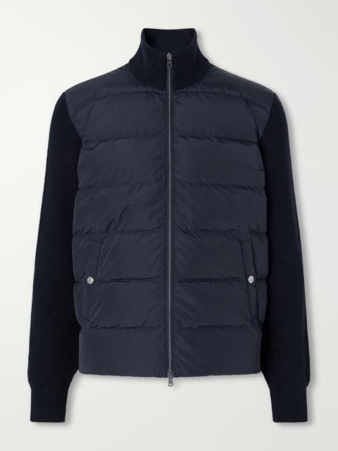Herno Waffle-Knit Wool-Trimmed Quilted Shell Down Jacket