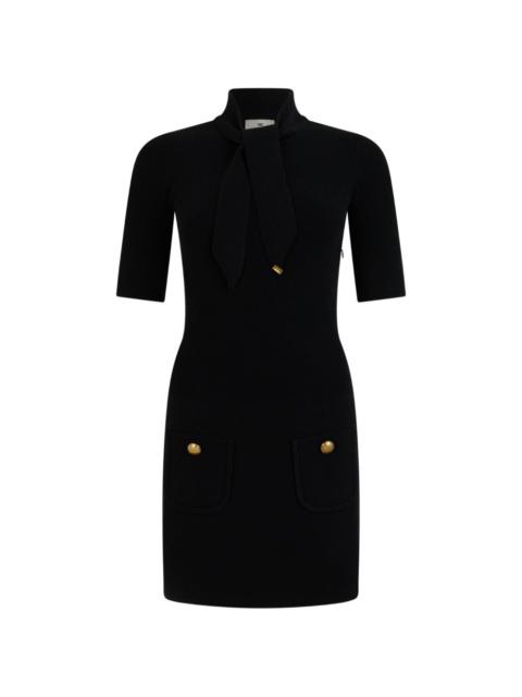 ELISABETTA FRANCHI mini-dress in knit fabric with jewel buttons