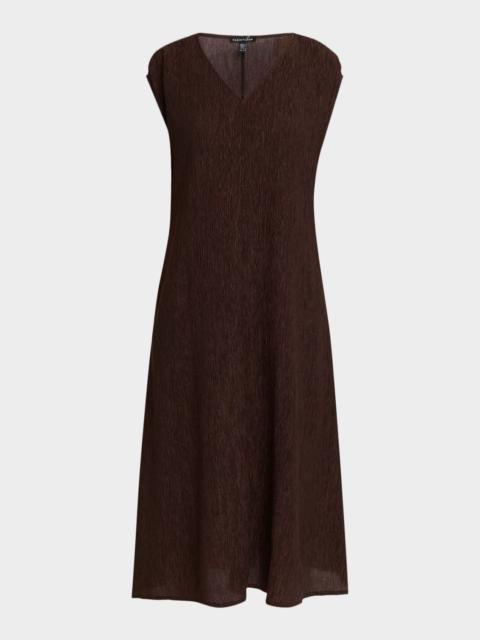 EILEEN FISHER Crinkled Cap-Sleeve Midi Dress