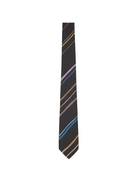 Paul Smith Gray Diagonal 'Painted Stripe' Tie