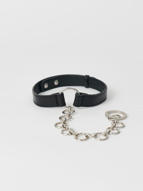 Our Legacy Leather Ring Choker Grizzly Black Leather