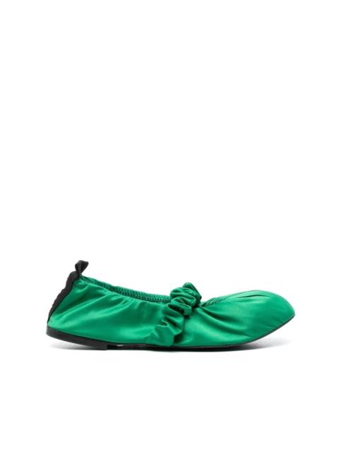 GANNI Scrunchie satin ballerina shoes