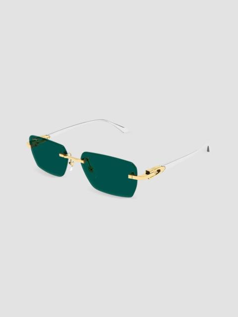 Cartier Men's Motifs De Ct0660S Plated Titanium Rimless Rectangular Sunglasses - Gold