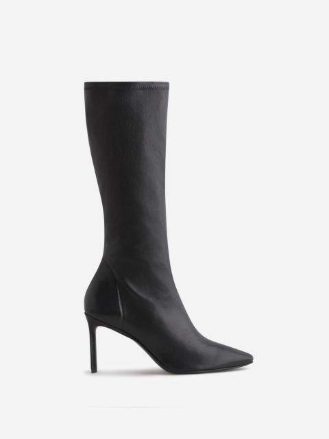 CO Pointed Stretch Leather Heel Boot in Black