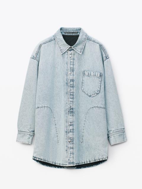 Alexander Wang QUILTED SHIRT COAT IN DENIM