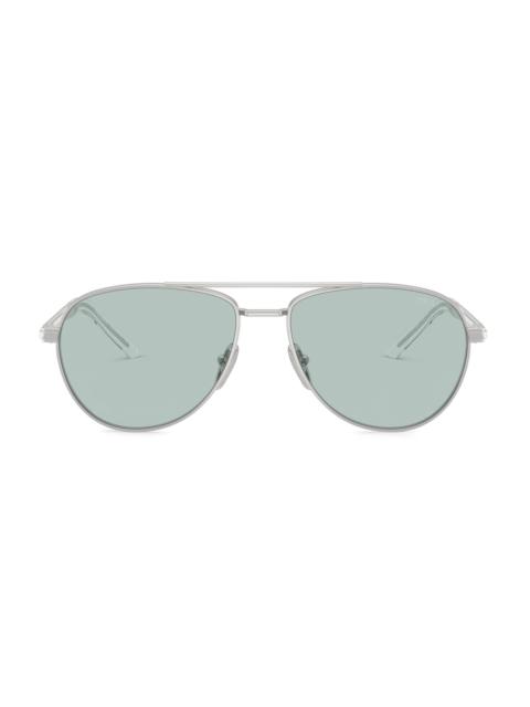 Prada Men's 60MM Aviator Sunglasses - Silver Grey