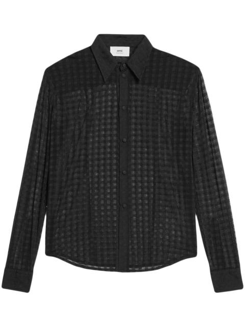 AMI Paris Gingham Pattern Lace Shirt