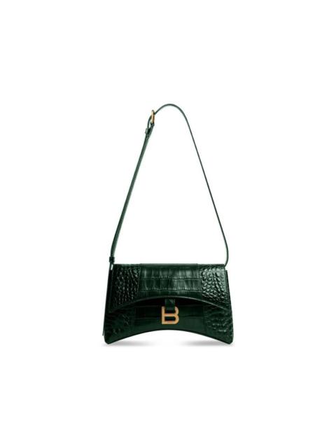 BALENCIAGA Women's Downtown Xs Shoulder Bag Crocodile Embossed  in Green