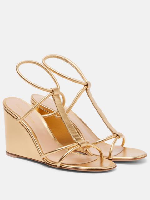 Gianvito Rossi Metallic leather wedge sandals