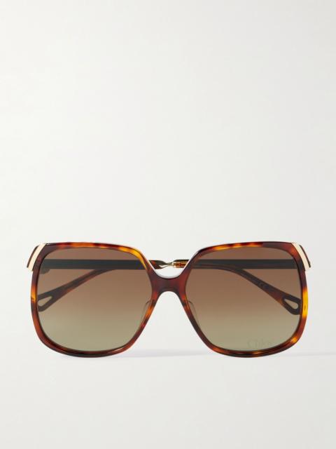 Chloé Aly square-frame tortoiseshell acetate and gold-tone sunglasses Tortoiseshell