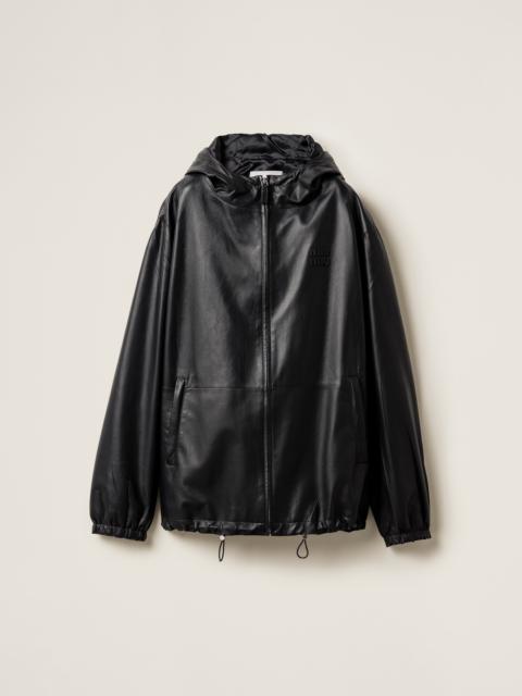 Miu Miu Nappa leather hoodie jacket