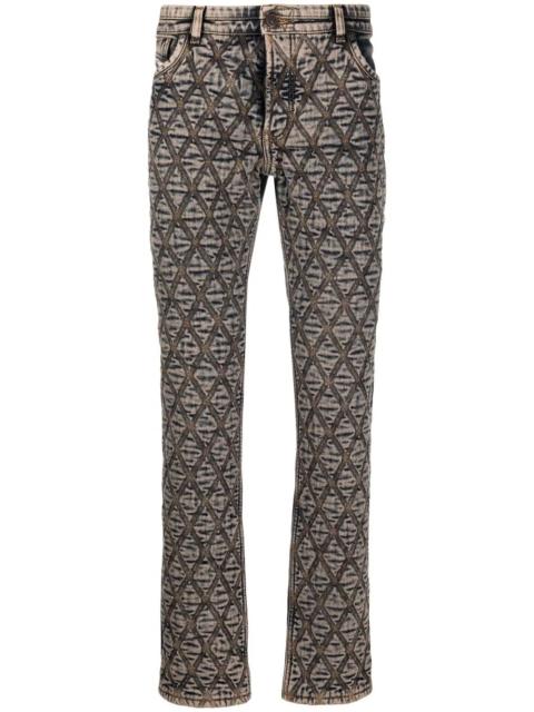 Diesel diamond embroidered slim fit jeans