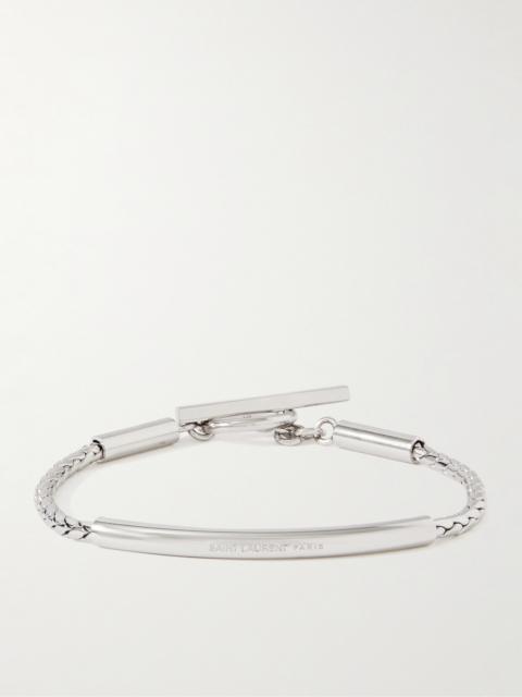 SAINT LAURENT Logo-Engraved Silver-Tone Chain Bracelet
