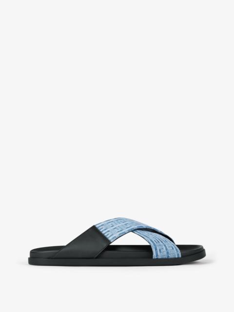 Givenchy G PLAGE FLAT SANDALS WITH CROSSED STRAPS IN 4G DENIM