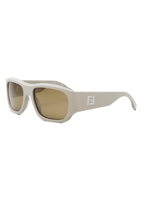 FENDI Men FF Squared 56MM Rectangular Sunglasses - Matte Beige Light Brown
