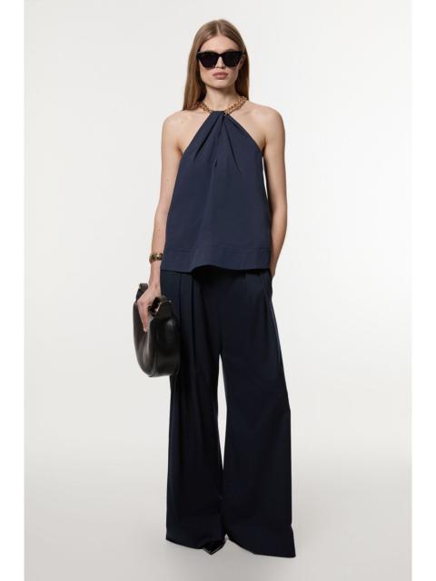 KAREN MILLEN Cotton Poplin Chain Halter Neck Woven Shirt