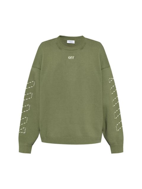 Off-White embroidered 로고 니트 점퍼