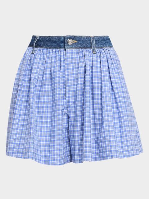 Cinq à Sept Madalyn Wide-Leg Gingham Shorts