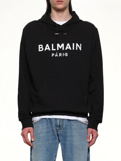 Balmain Logo Printed Hoodie in Black/White
