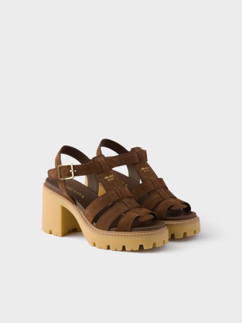 Prada High-heeled suede platform sandals