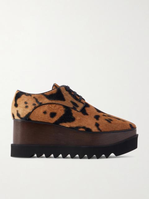 Stella McCartney Elyse Animal-print Velvet Platform Brogues