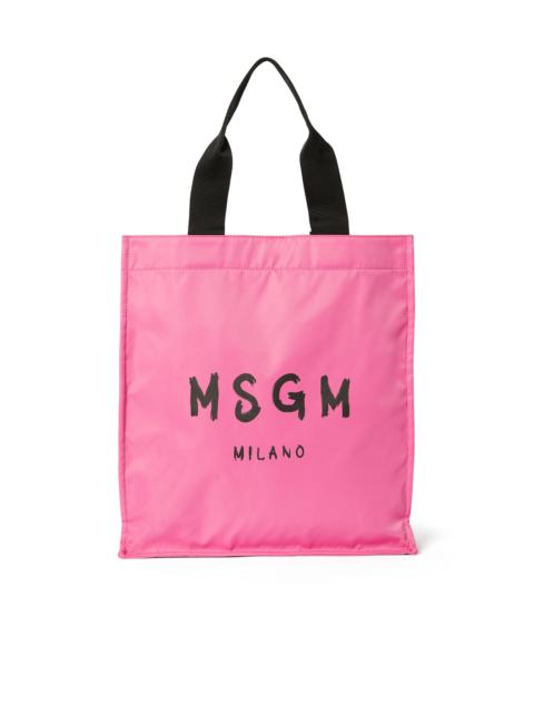 MSGM MSGM signature nylon tote bag with brush stroke logo