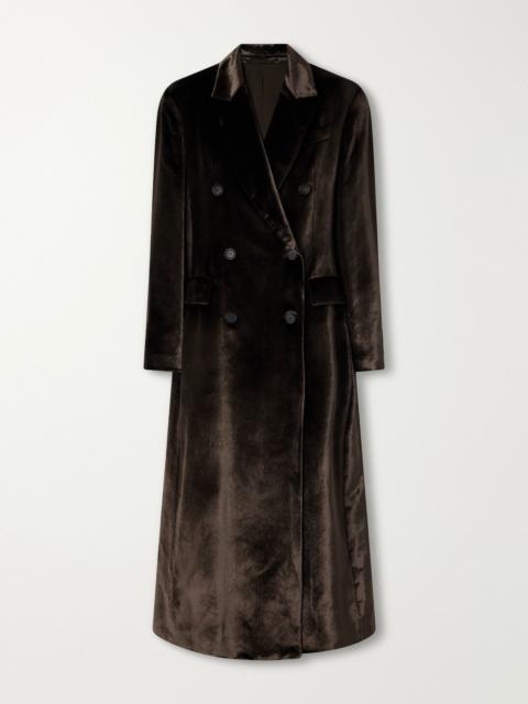 Brunello Cucinelli Double-breasted velvet coat Dark brown