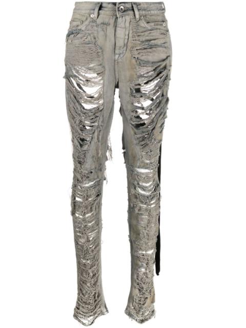 Rick Owens distressed-finish slim-cut jeans