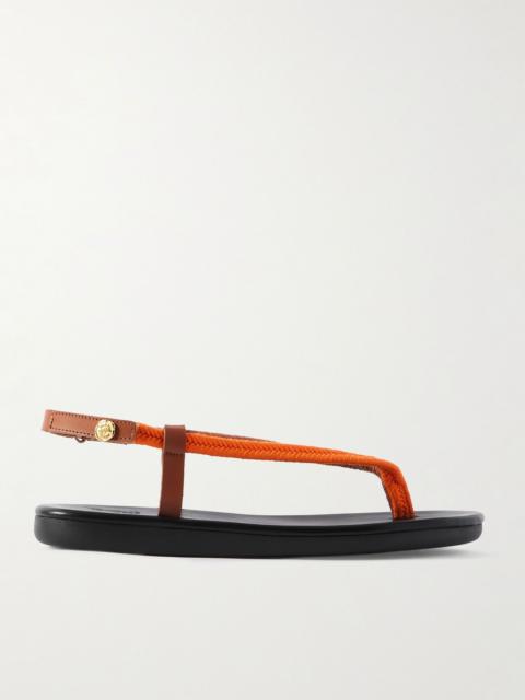 ANCIENT GREEK SANDALS Zoi leather-trimmed woven cord sandals Orange