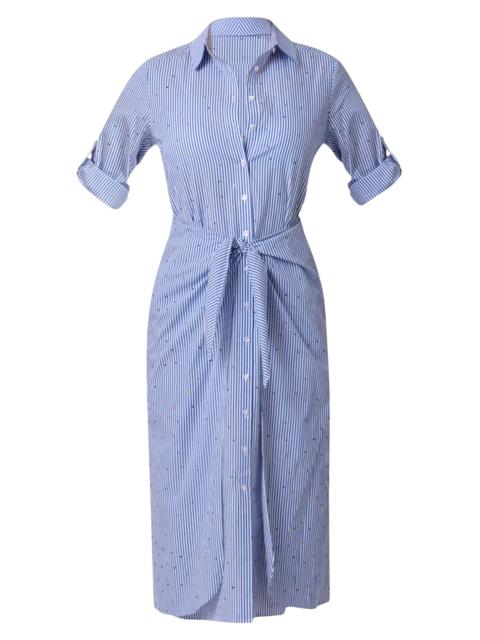 Shoshanna Women's Striped Cotton Tie-Waist Shirtdress - Blue