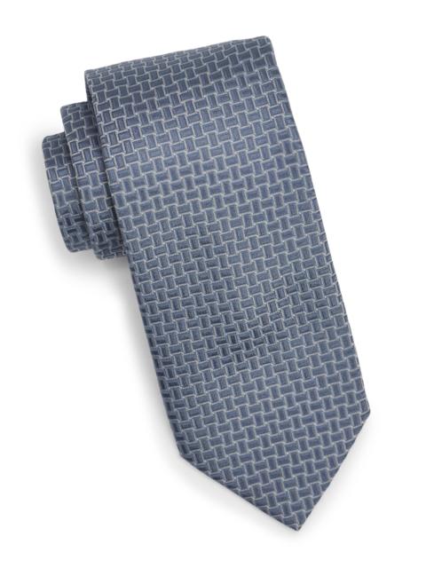 Canali Men's Basket-Weave Jacquard Silk Tie - Light Blue