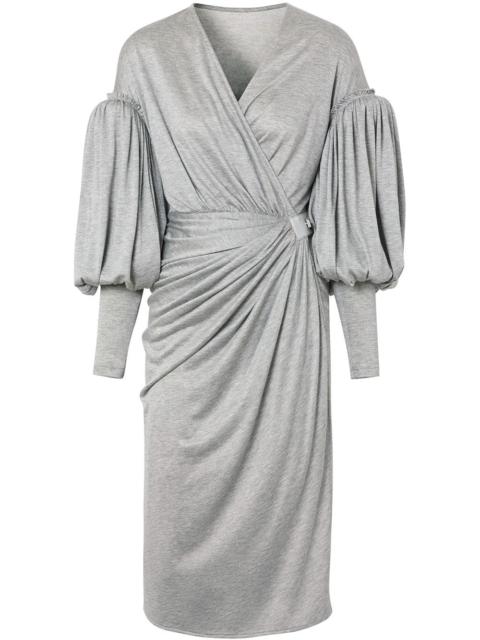 puff sleeve wrap dress