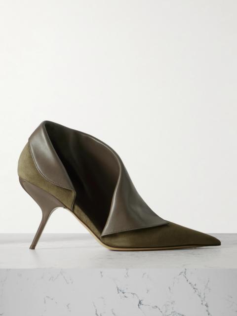 FERRAGAMO Eva Leather-trimmed Suede Ankle Boots