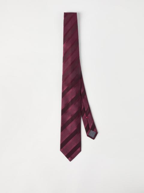 Brunello Cucinelli Texured tone-on-tone stripe silk tie