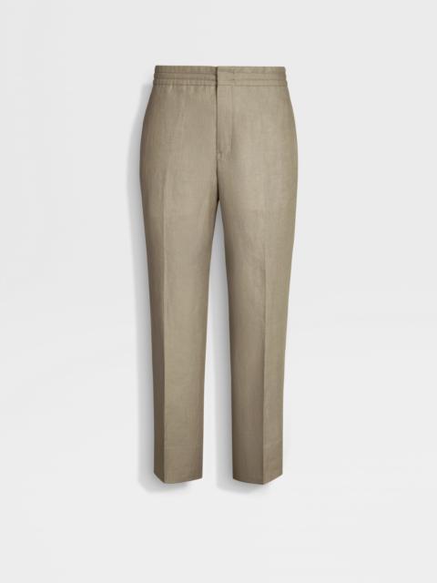ZEGNA OLIVE GREEN OASI LINO PANTS