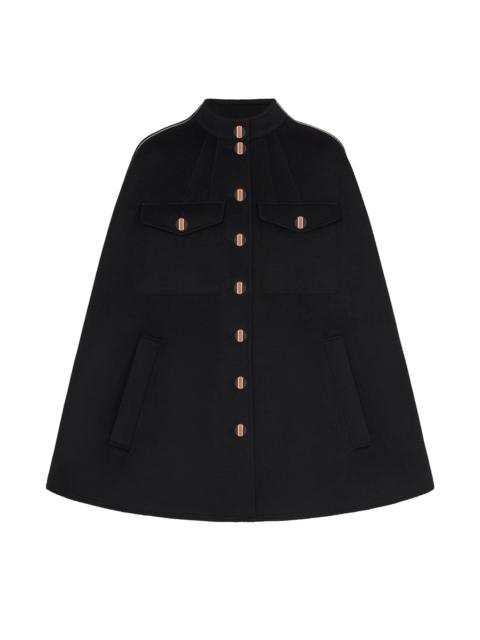Louis Vuitton Black And Ochre Monogram Cape Coat In Wool And Silk
