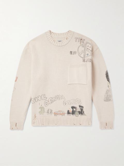 Kapital Distressed Printed Cotton Sweater