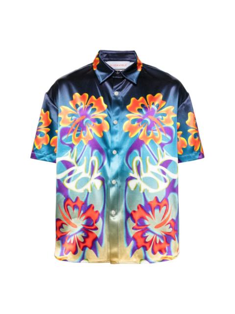 floral-print satin shirt