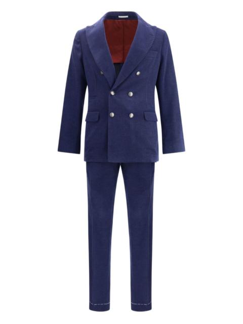 double-breasted corduroy suit