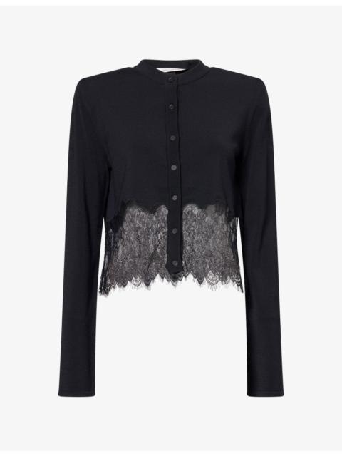 CAMILLA AND MARC Cayana Lace-Trim Woven Cardigan